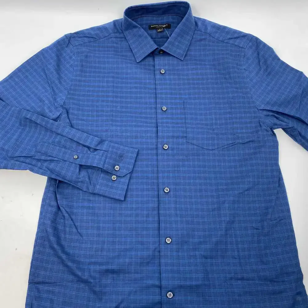 Banana Republic Blue Plaid Dress Shirt | Men’s Regular Size L